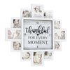 White Farmhouse Shabby-Chic "Thankful" Picture Frame Wall Collage Clock